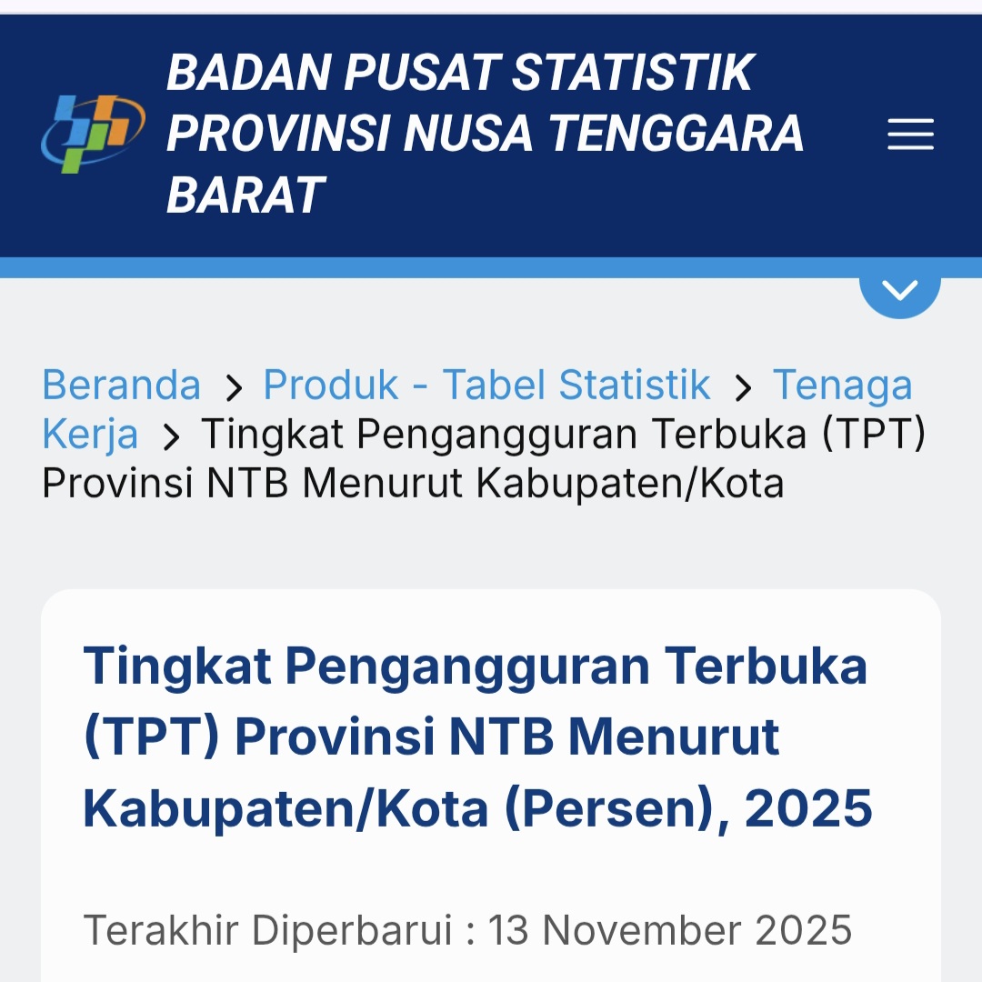 Kota Mataram Tercatat Memiliki Tingkat Pengangguran Tertinggi di NTB, Warga Harap Lapangan Kerja Diperbanyak