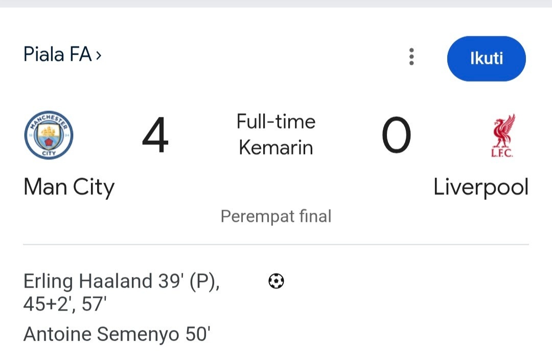 Liverpool Dihajar 0-4, Haaland Cetak Hat-trick, Fans Reds di Mataram Murka!