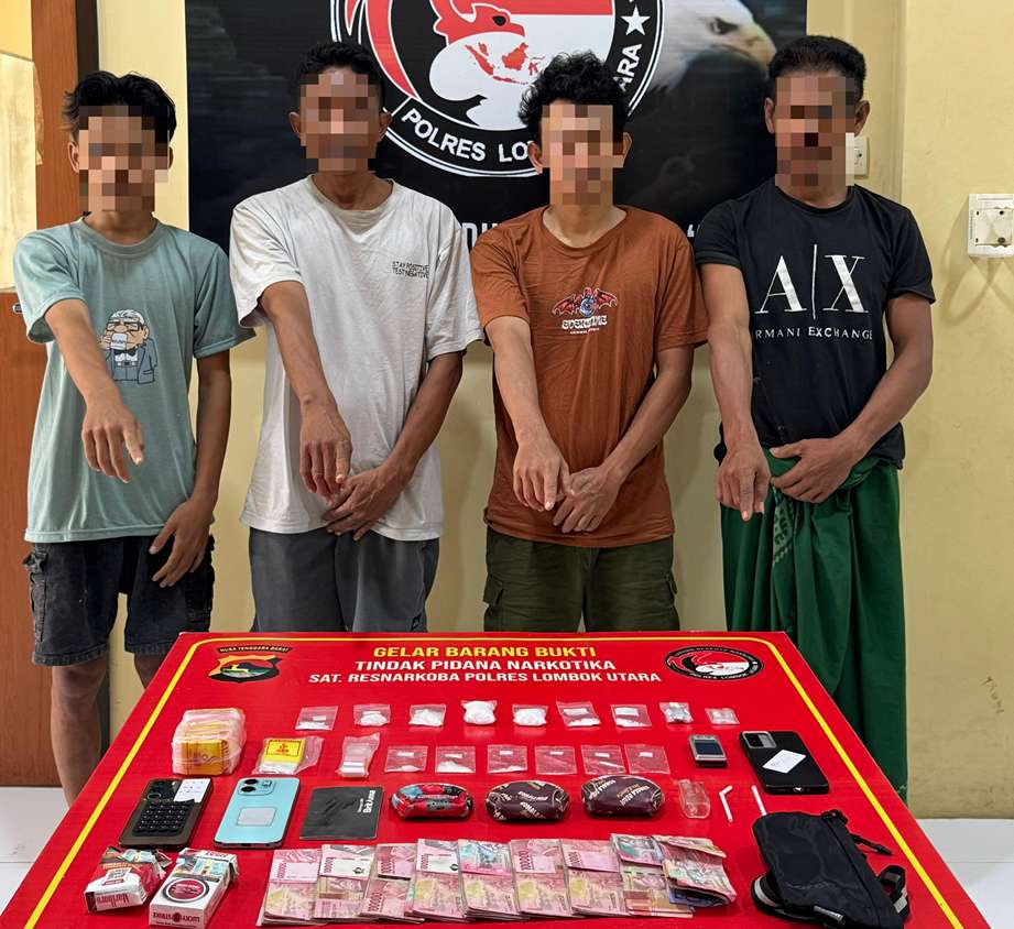 Jaringan Sabu Lintas Lombok Dibongkar, 4 Pelaku Diringkus, Barang Bukti Hampir 56 Gram