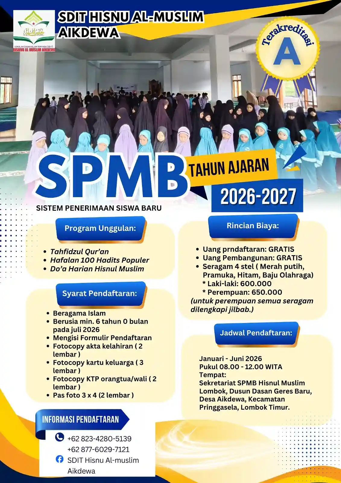 SDIT Hisnu Al-Muslim Aikdewa Buka SPMB 2026/2027, Kuota Terbatas 15 Siswa dan Gratis Biaya Pendaftaran