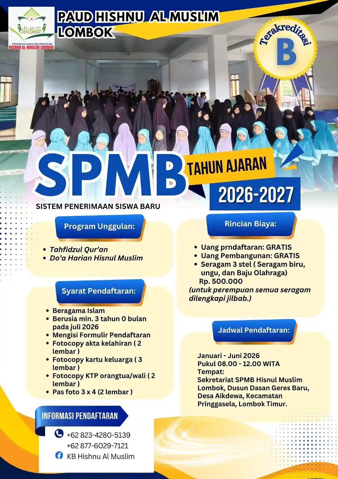 PAUD Hisnu Al-Muslim Lombok Buka SPMB 2026/2027, Gratis Pendaftaran dan Fokus Pendidikan Islami Sejak Dini