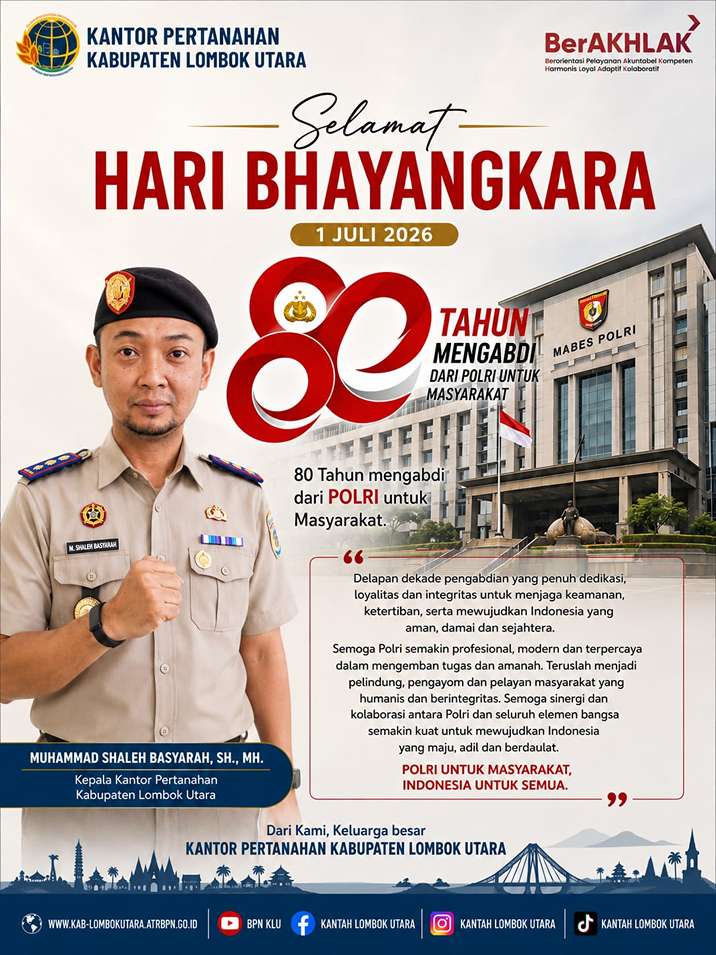 Hari Bhayangkara ke-80, Kantah Lombok Utara Apresiasi Pengabdian Polri untuk Masyarakat