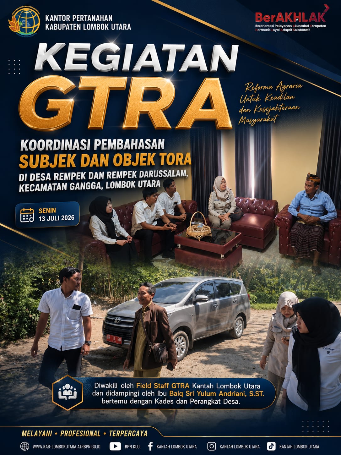 Kantah Lombok Utara Perkuat Pendataan TORA di Desa Rempek dan Rempek Darussalam
