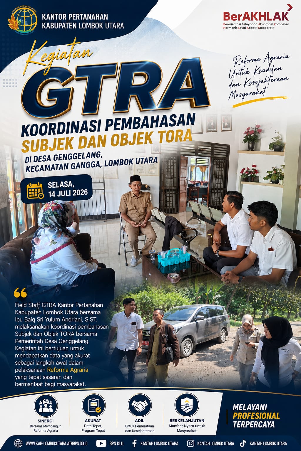 Percepat Reforma Agraria, BPN Lombok Utara Matangkan Data TORA di Desa Genggelang