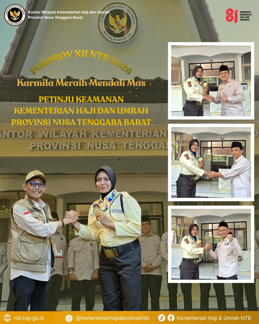 PETINJU KEAMANAN KEMENTERIAN HAJI DAN UMRAH PROVINSI NUSA TENGGARA BARAT,PORPROV XII NTB 2026,MERAIH MENDALI MAS