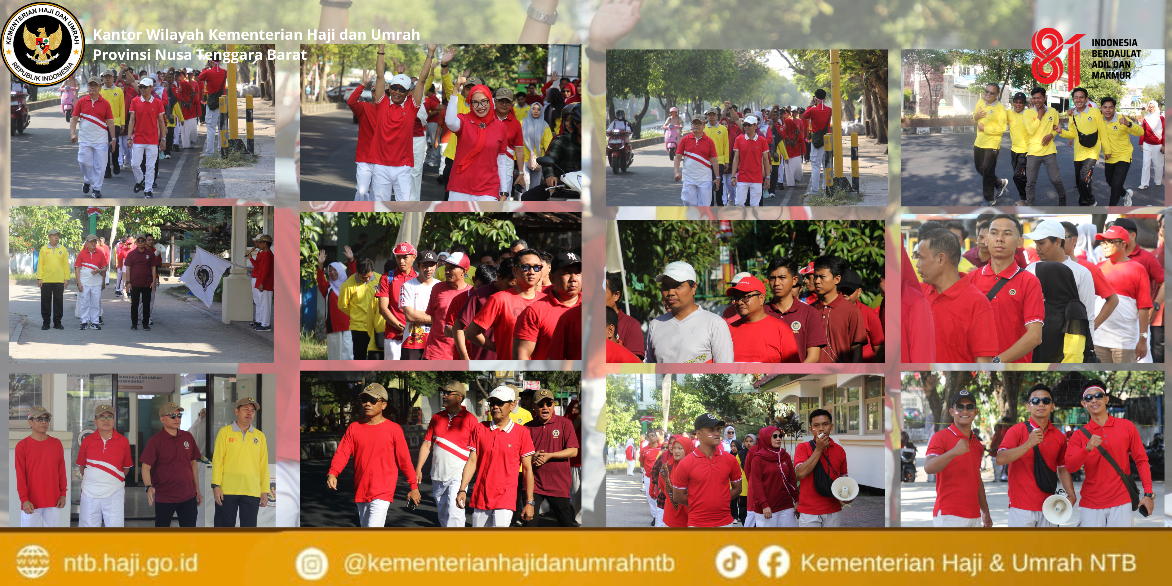 Meriahkan HUT RI, Kantor Wilayah Kementerian Haji dan Umrah Provinsi NTB Gelar Jalan Sehat Bersama