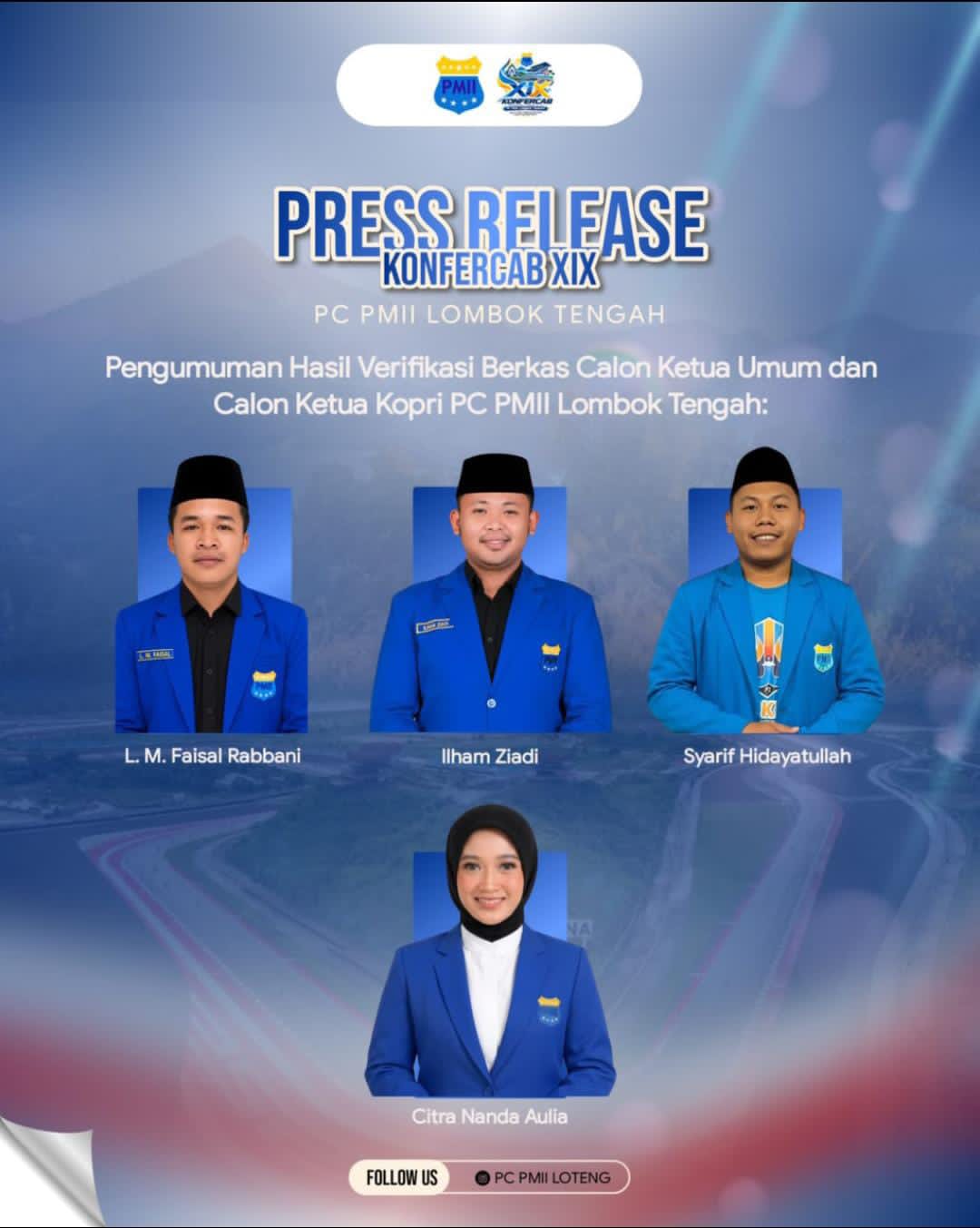 Panitia KONFERCAB XIX Resmi Umumkan Hasil Verifikasi Berkas Calon Ketua Umum dan Ketua Kopri PC PMII Lombok Tengah
