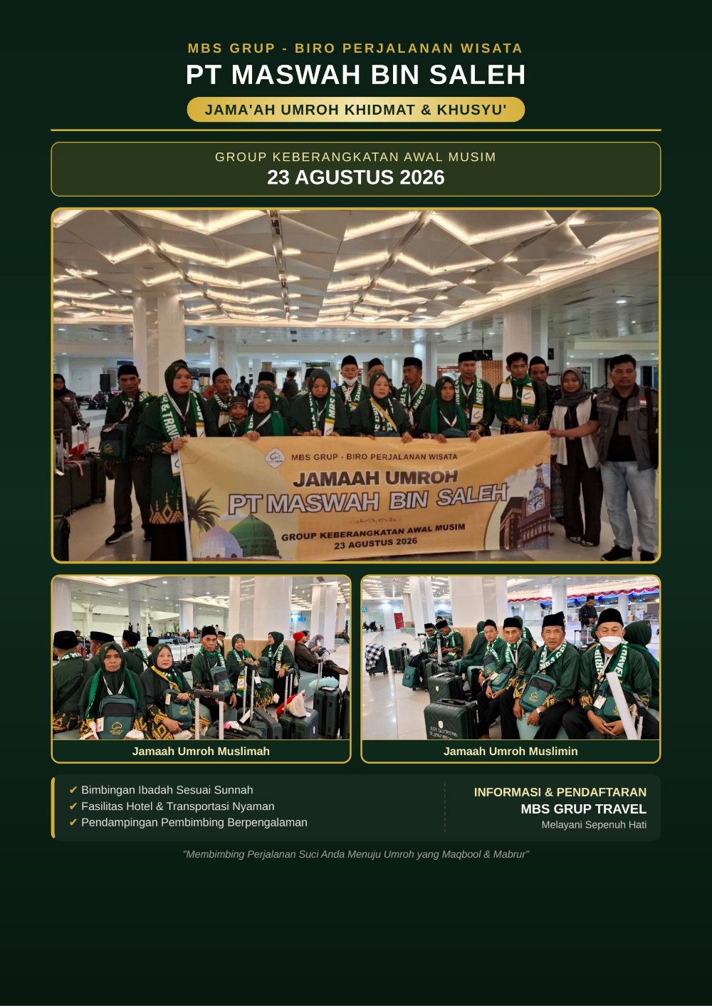 Keberangkatan Awal Musim: PT Maswah Bin Saleh Lepas Rombongan Jamaah Umroh 23 Agustus 2026