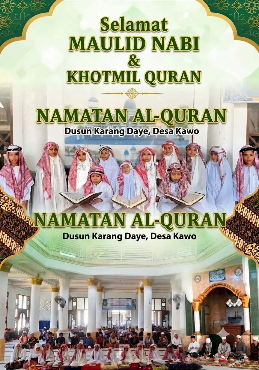 Peringati Maulid Nabi Muhammad SAW, Dusun Karang Daye Desa Kawo Gelar Tradisi Namatan Al-Quran dengan Penuh Khidmat