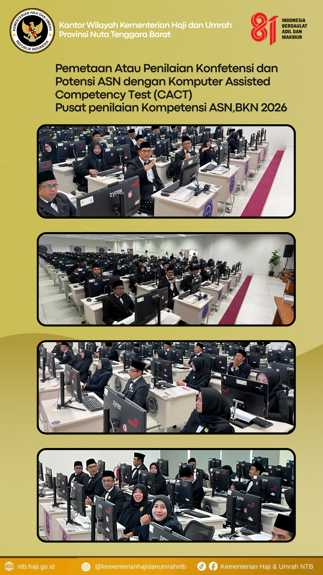 Kantor Wilayah Kementerian Haji dan Umrah Provinsi Nusa Tenggara Barat Gelar Pemetaan Kompetensi ASN Berbasis CACT 2026