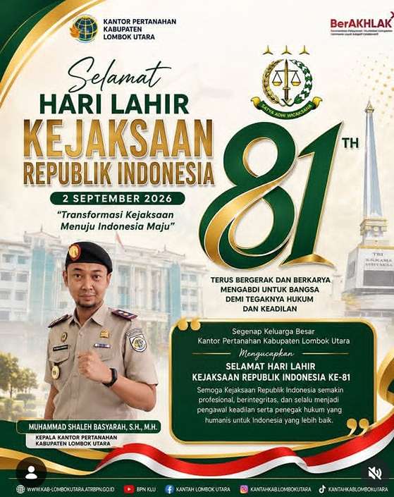 HUT Ke-81 Kejaksaan RI, Kantah Lombok Utara Dorong Penegakan Hukum Profesional dan Humanis