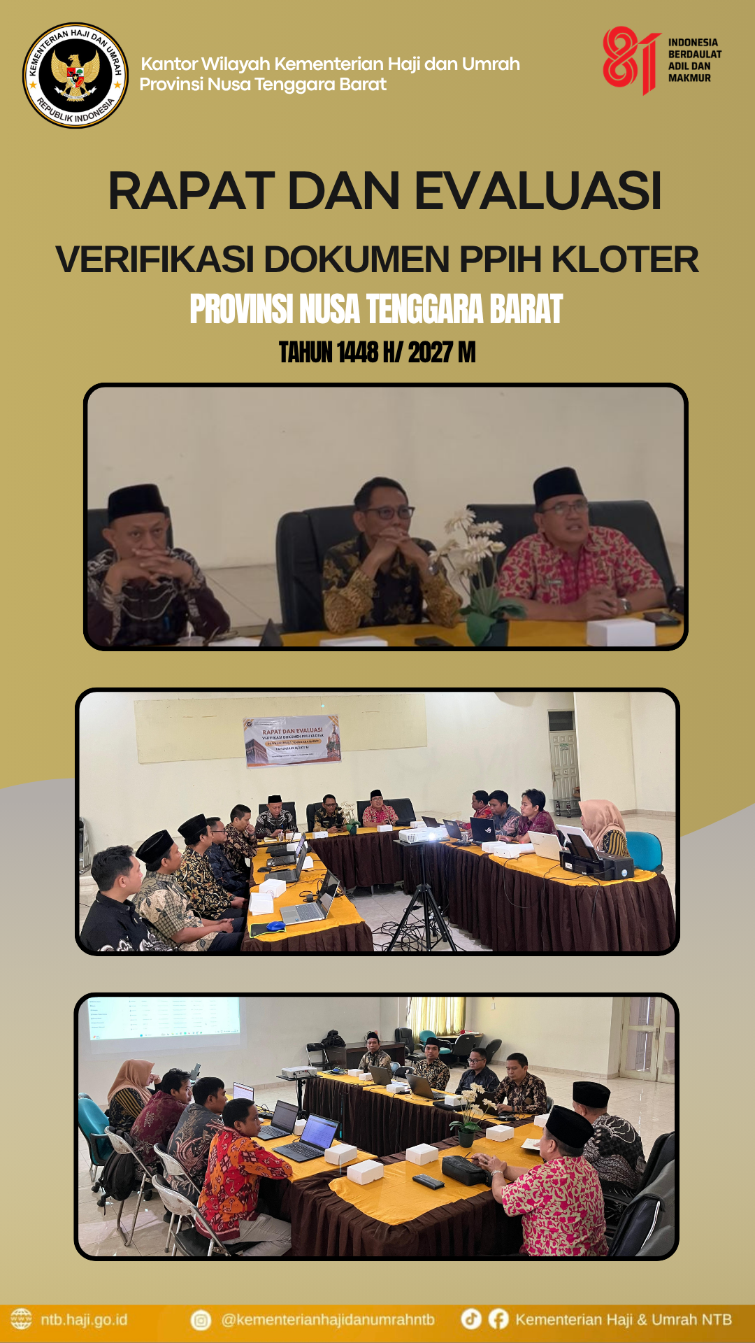 RAPAT DAN EVALUASI VERIGIKASI DOKUMEN PPIH KLOTER, PROVINSI NUSA TENGGARA BARAT