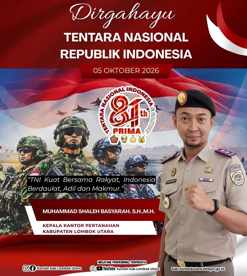 Semangat HUT ke-81 TNI, BPN Lombok Utara Dorong Sinergi untuk Indonesia Makin Kuat